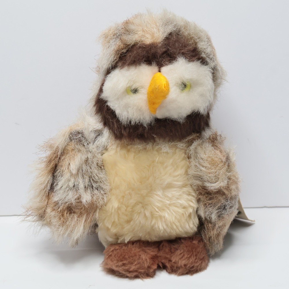 Vintage Mary Meyer Vermont Owl Plush Stuffed Animal Faux Fur Brown White Tan